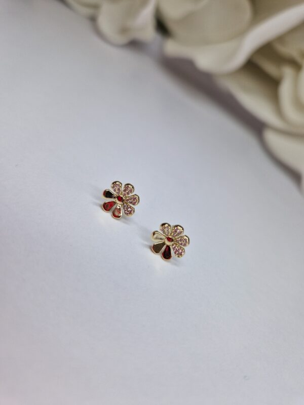 10 (3) kolczyki złote kwiatki stal chirurgiczna 1010