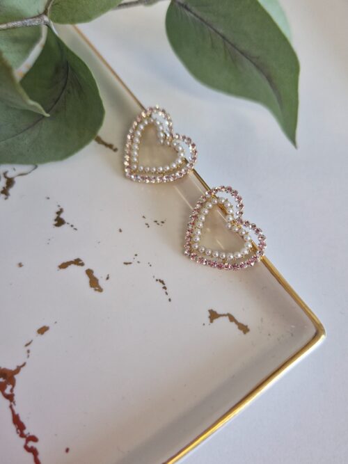 kolczyki perłowe serca 1079