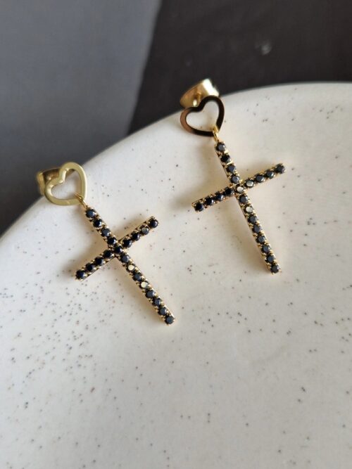 kolczyki krzyżyki czarne 1139