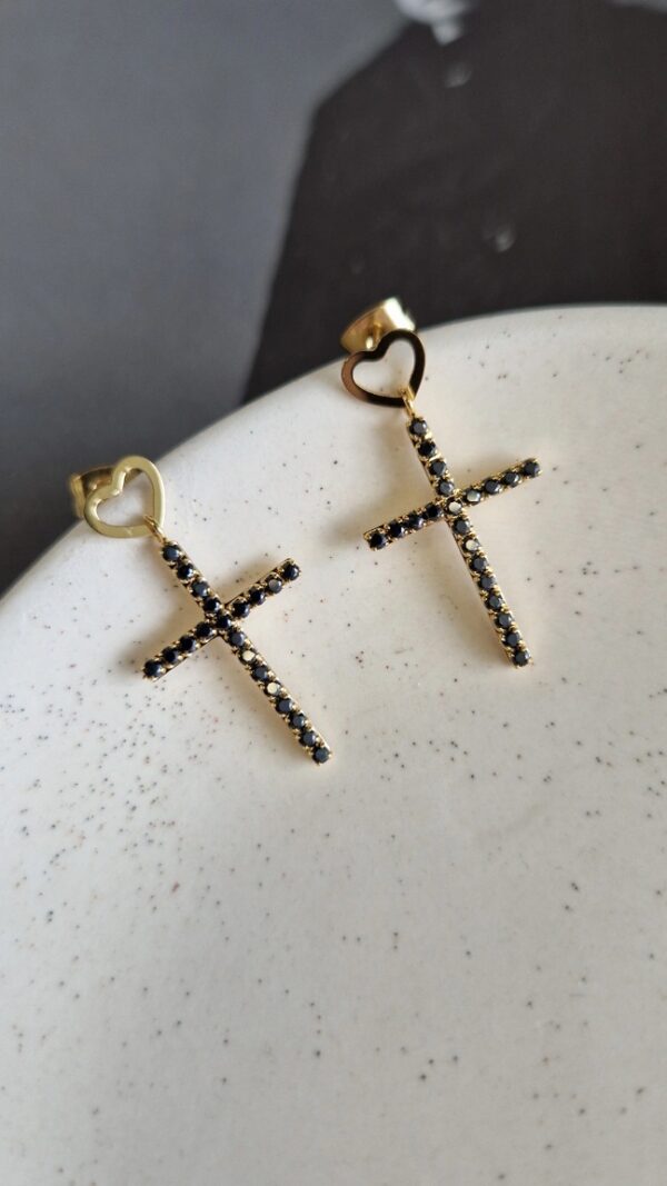 kolczyki krzyżyki czarne 1139