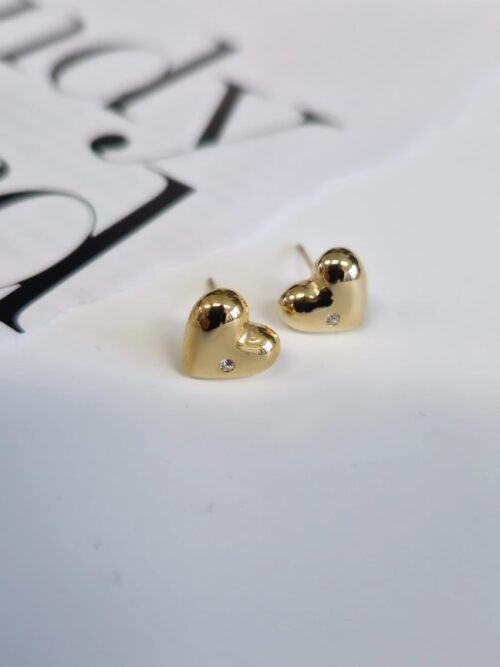 kolczyki dmuchane serduszko z cyrkonią 1144