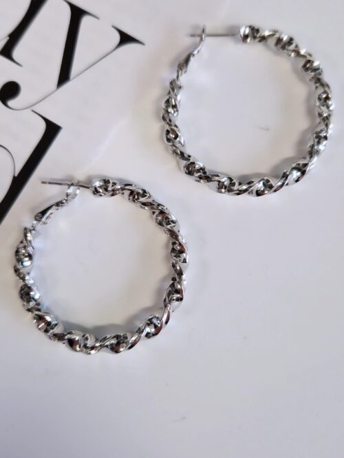 Kolczyki kręcone koła srebrne 1143