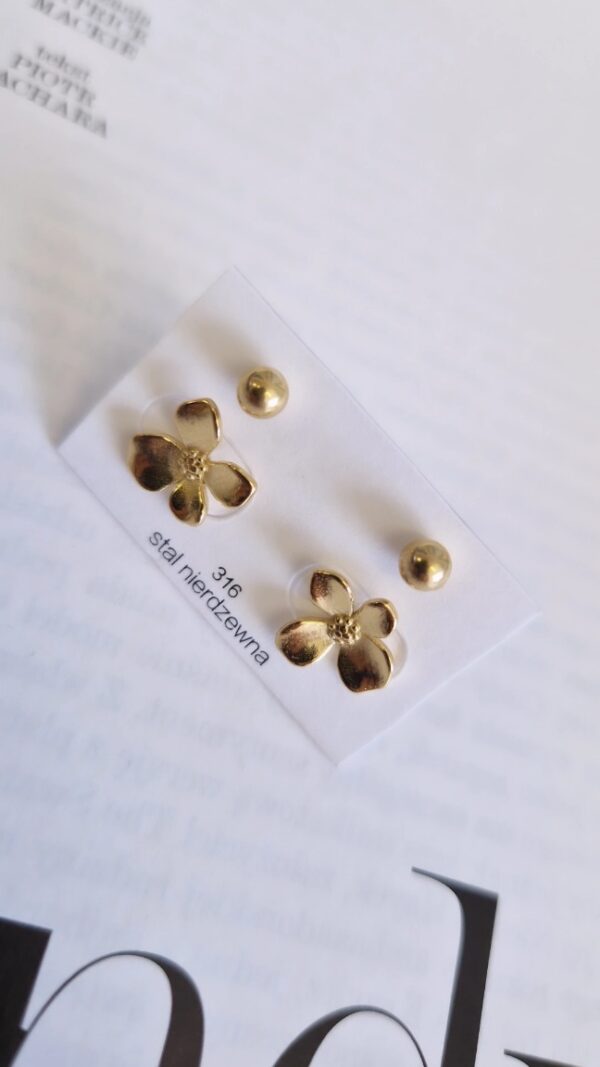 Kolczyki zestaw 2w1 kwiatki kulki 1147